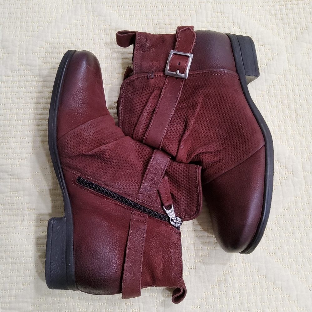 Miz Mooz New York City Suzy Scrunch Burgundy Leather Boots Size 39
